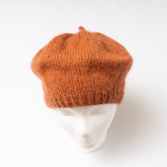 Terracotta Rose Hand Knit Baby Alpaca and Merino Wool French Parisian Beret main image 4